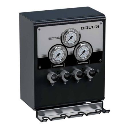 Regulated stainless steel inflation ramp with 4 outputs Joystick valve