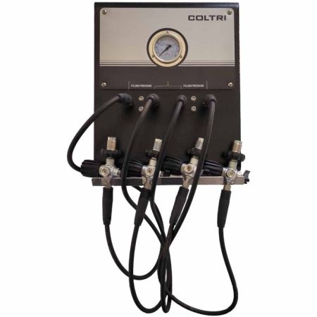 COLTRI stainless steel inflation ramp with 4 flexible outlets and tap