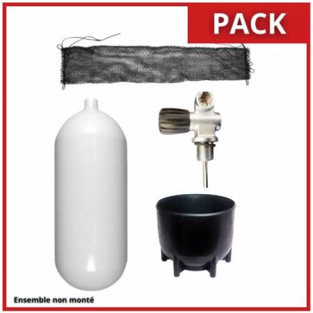 Pack bouteille 15L 232bars avec robinet double, culot et filet 