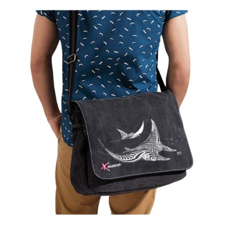 Sac Courrier Vintage Kanumera en Toile Les Raies Tatoos