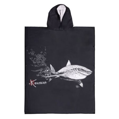 Kanumera Microfiber Poncho, Large Size, Great White Shark and Diver