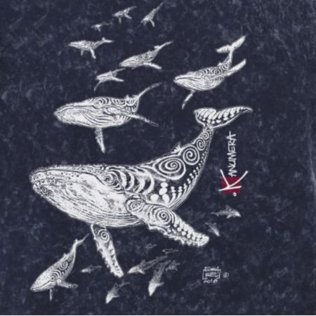 Kanumera Men's Faded Loose-Fit T-Shirt The Domain of Whales