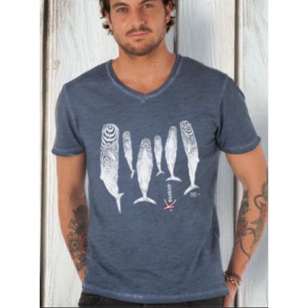 Kanumera T-Shirt Men's Faded V-Neck The Sleep of Sperm Whales